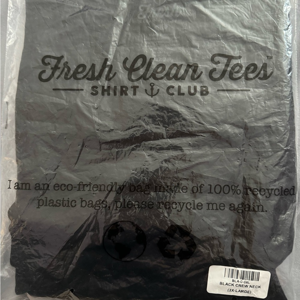 Brand New size 3X Fresh Clean Tees Black Crew T-Shirt - still in packaging